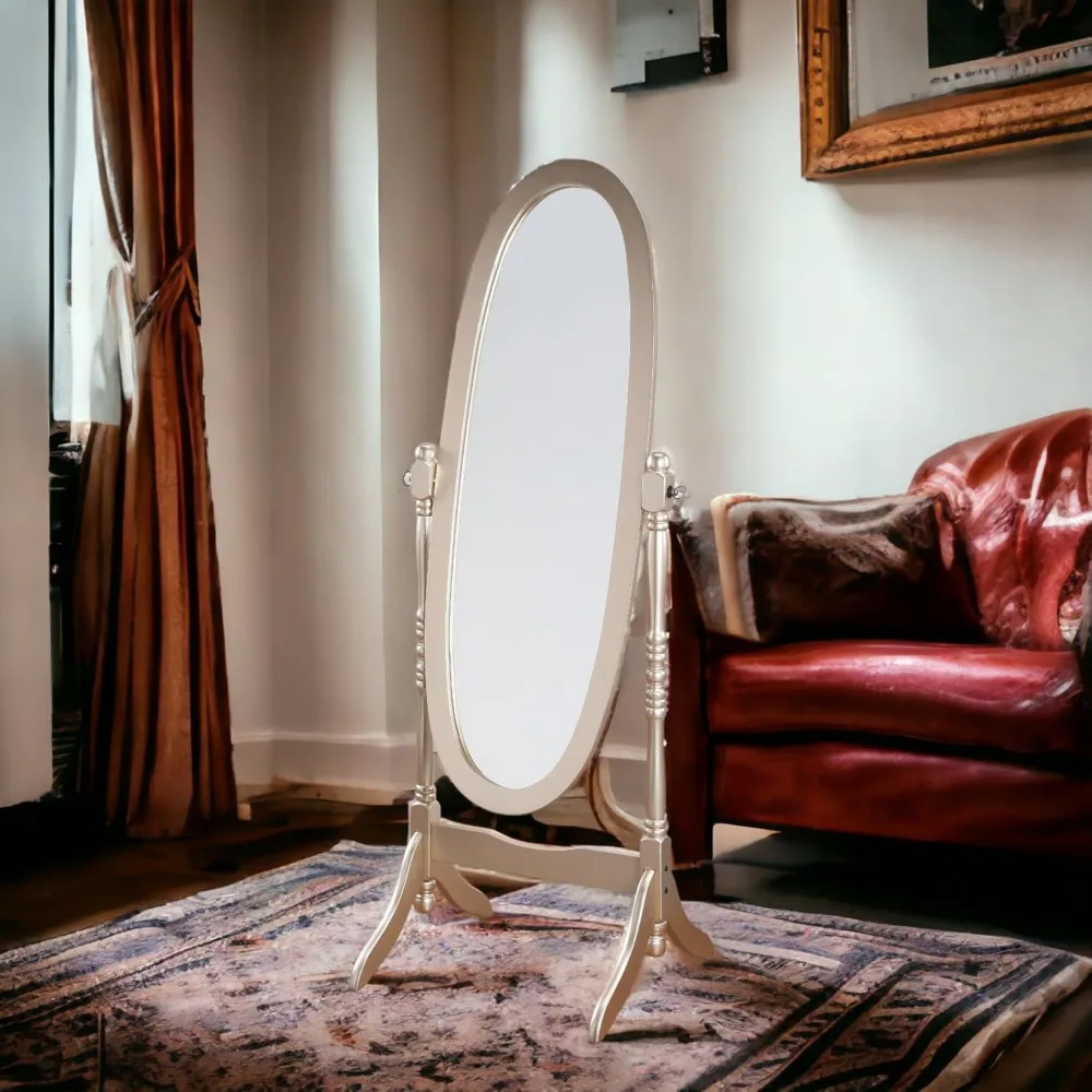 Vintage Style Gold Cheval Floor Mirror - Adjustable Freestanding Full Length Mirror with Stand for Home Decor