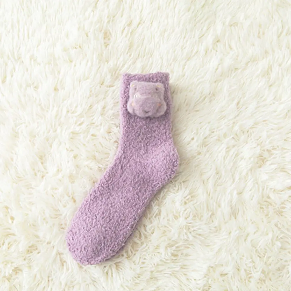 Thick Fashion Design Bear Bunny Penguin Middle Tube Cartoon Hosiery Coral Fleece Socks Floor Socks Women Frog Socks