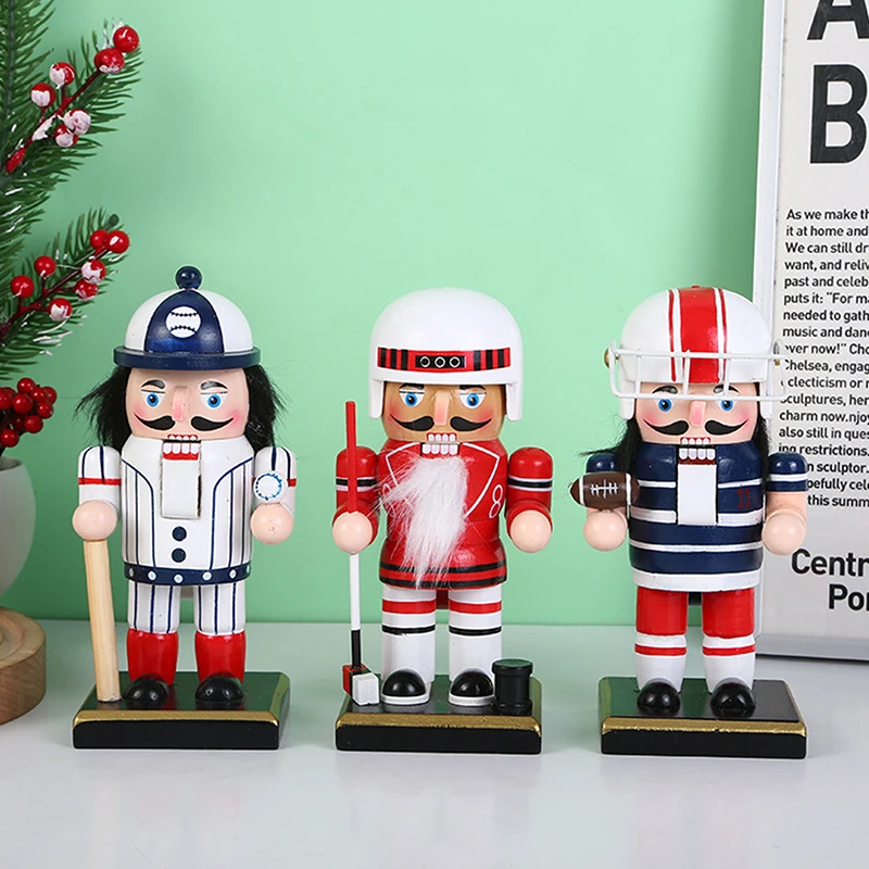 1Pcs 16cm Fat Version Athlete Soldier Nutcracker Puppet Crafts Wooden Christmas Ornament Decorations Toy Xmas Children's Gift