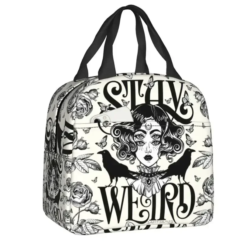 Witch Cauldron Lunch Bag Occult Gothic Skull Cooler Thermal Insulated Lunch Box For Women Kids Work School Beach Food Tote Bags