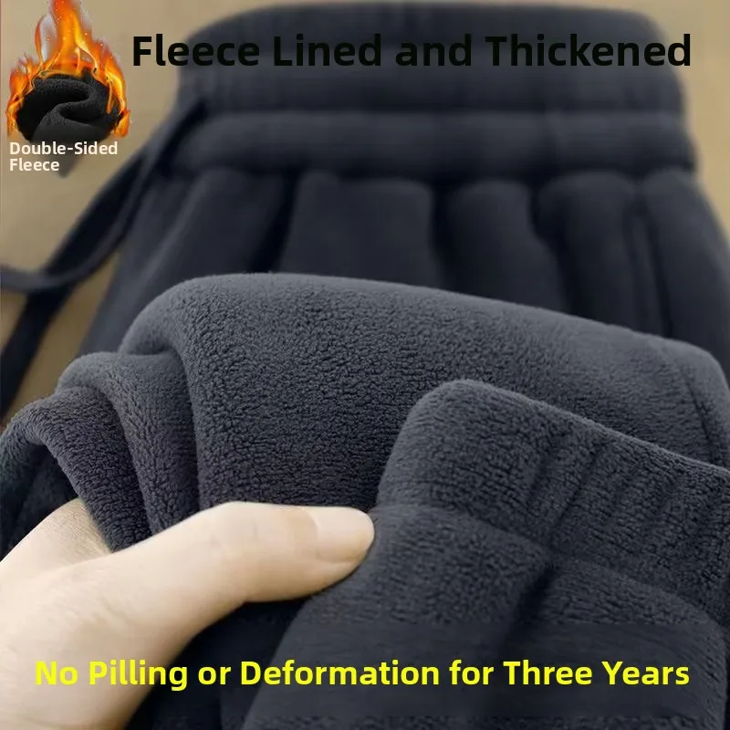 

Thiened Fce Men's Sweatpants Loose Fit Winter Long Trousers Youth Trendy Sle Workwear Comfortable Elastic Waist