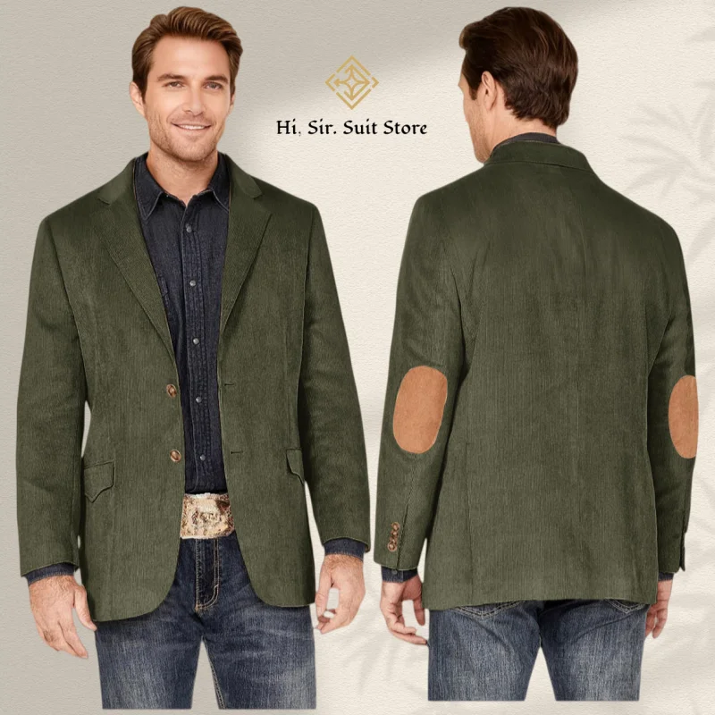 

Men's Solid Color Corduroy Suit Warm Jacket Cardigan Business Corduroy Blazer Men's Suit Coat Classic Lapel Casual Workwear New