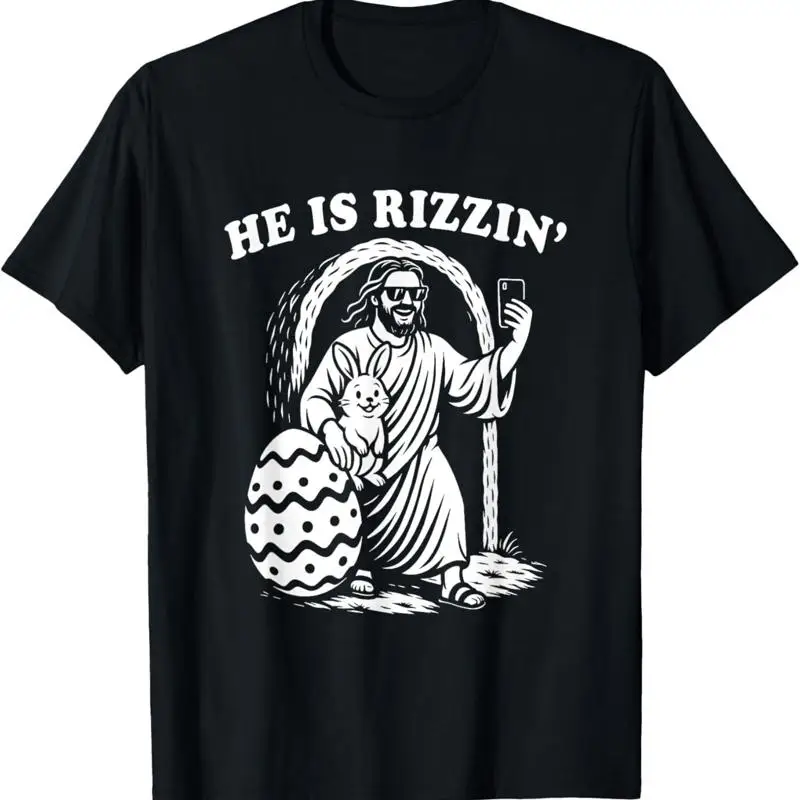 

Забавная христианская футболка He Is Rizzin Rizz
