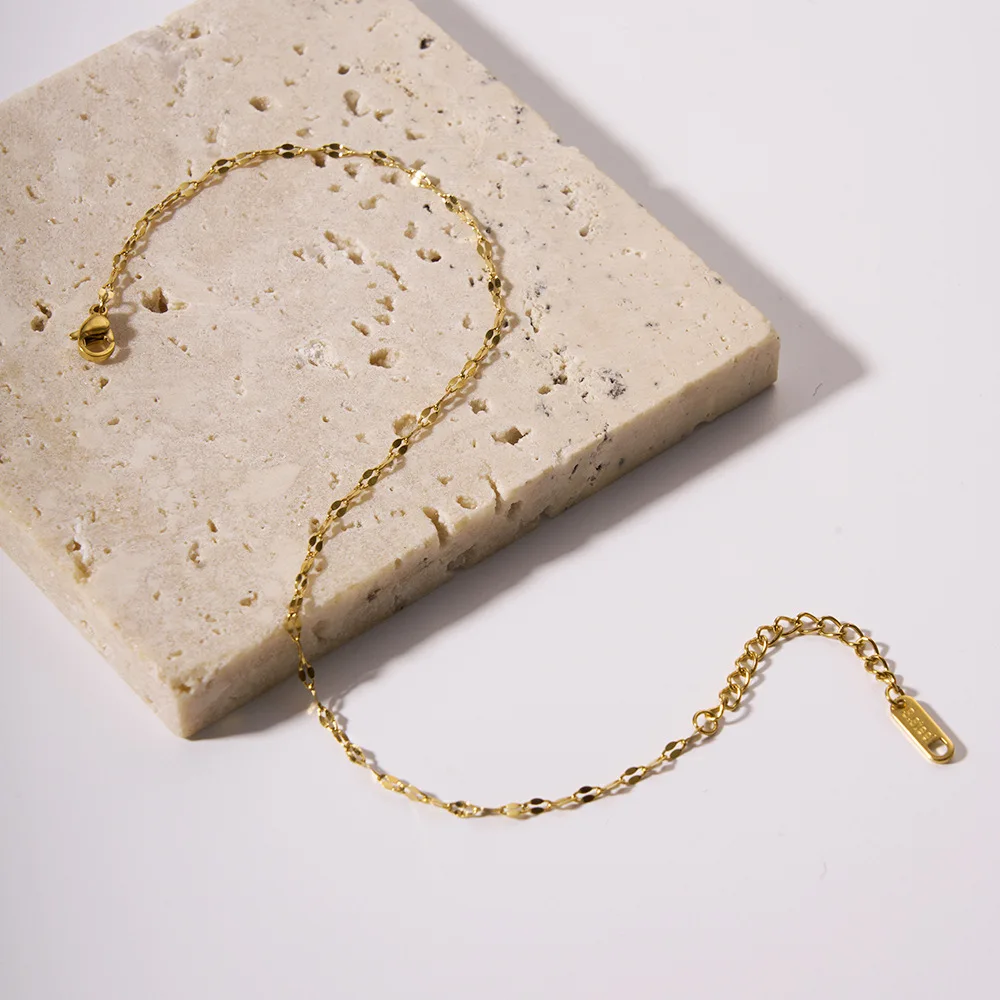 سوار من الفولاذ المقاوم للصدأ مطلي بالذهب عيار 14 قيراط - إكسسوار سلسلة ربط أنيق بسيط، هدية مثالية مع شحن سريع #3