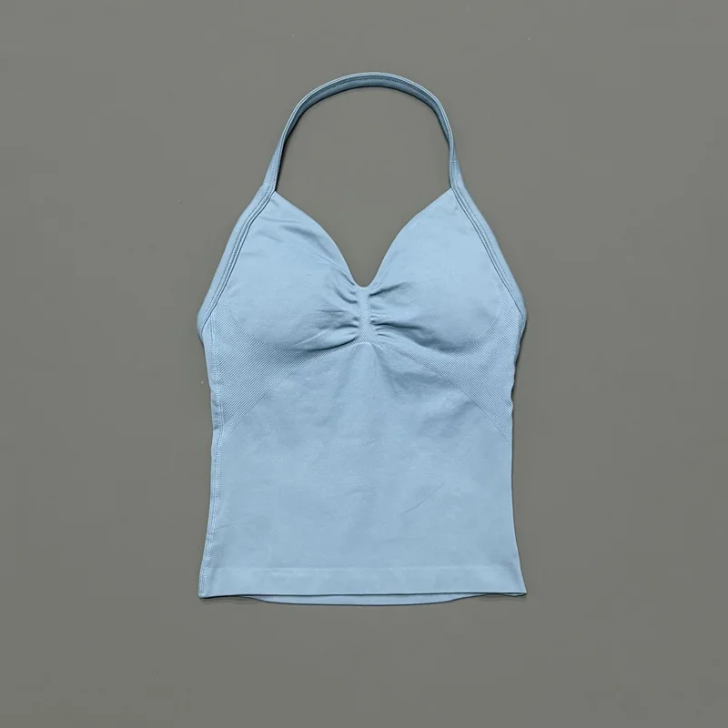 HISTELLO Halter-Yoga-Tanktop für Damen, sexy, mit Trägern, rückenfrei, schmale Passform, gepolstert, atmungsaktiv, für Fitness, Laufen, Workout, Sport-Tops – Detail 10
