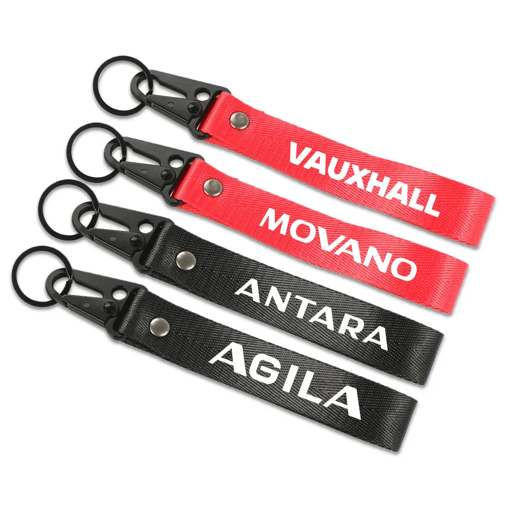 Car Nylon Ribbon Keychain Lanyard Strap Trim Key Ring Pendant Auto Accessories For Opel Vauxhall Agila Antara Movano Vivaro VXR8