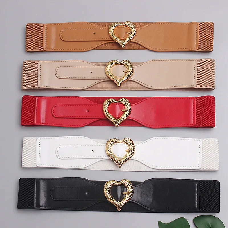 Женский эластичный пояс, модные платья, украшенные сердцем, пиджаки, универсальные аксессуары на талию, притянутая талия, широкая талия.