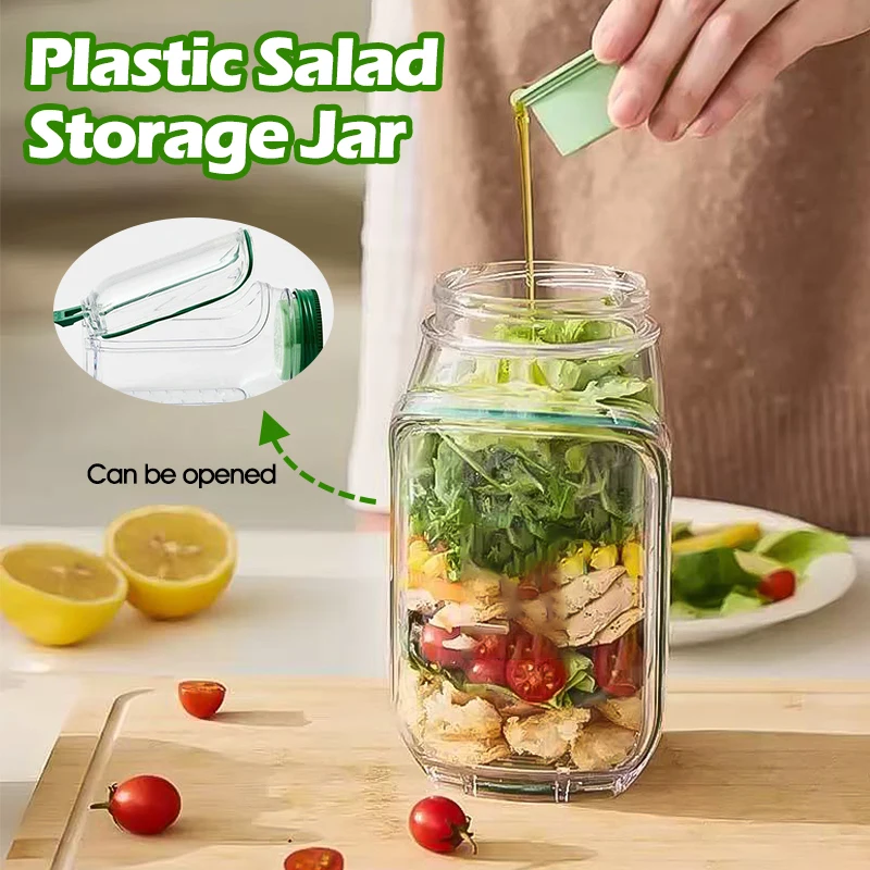 Caja de almacenamiento de frutas para desayuno, caja de ensalada con intervalo, contenedor para verduras, cápsula de ensalada de capas verticales, contenedores a prueba de fugas para mantener fresco