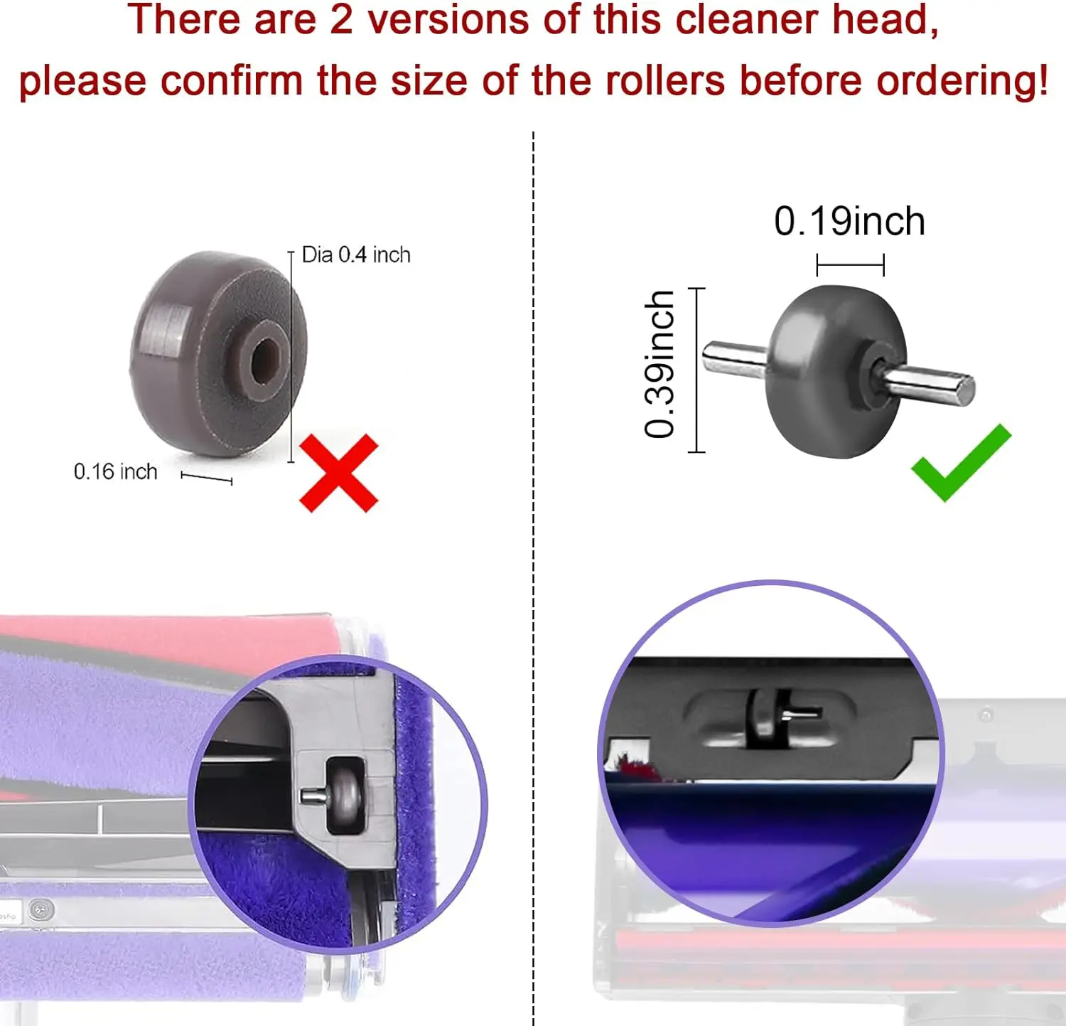 Soleplate Wheels for Dyson V6 V7 V8 V10 V11 V15 DC58 DC59 DC62 Direct Drive Cleaner Head,not for soft roller head