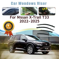 4PCS Car Window Visors For Nissan X-Trail Rogue e-power T33 2022~2025 Rain Sun Snow Guard Deflector Windshields Auto Accessories