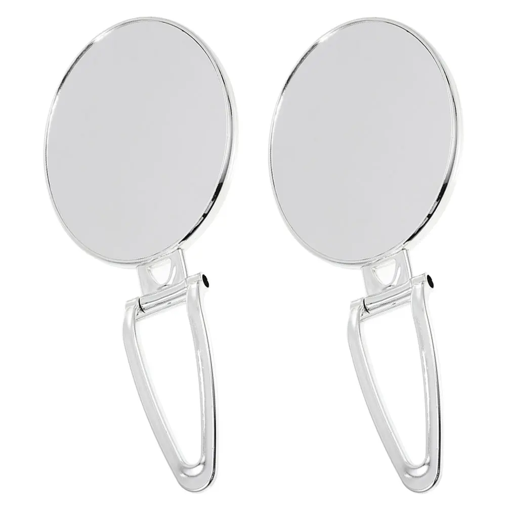 

2Pcs Portable Double Sided Mirror Antislip Handle for Makeup Grooming Skincare and Travel Oval Mirror Handheld Personal Mirrors