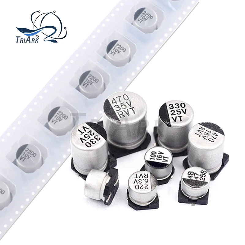 10 قطعة SMD الألومنيوم مُكثَّف كهربائيًا 6.3V 10V 16V 25V 35V 50V 2.2 فائق التوهج 4.7 فائق التوهج 10 فائق التوهج 22 فائق التوهج 33 فائق التوهج 47 فائق التوهج 68 فائق التوهج 100 فائق التوهج 220 فائق التوهج 330 فائق التوهج 1000 فائق التوهج