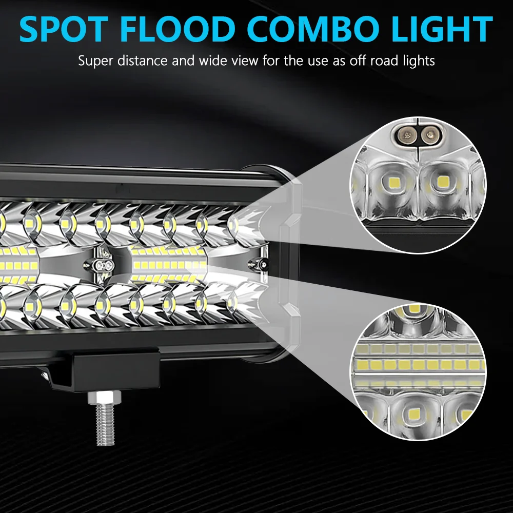 سيارة عمود إضاءة LED ضوء العمل 12 فولت 24 فولت الطرق الوعرة بقعة الفيضانات كومبو عمود إضاءة LED ضوء العمل ل ATV UTV جيب لادا نيفا 4x4 شاحنة قارب SUV