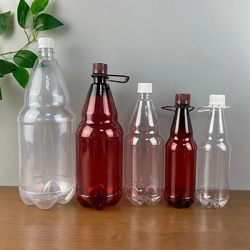 1PC Water Clear Storage Containers Beer Bottle Empty Juicing Bottles With Lids Drinking Flasks For Fridge Juice Soda Portable