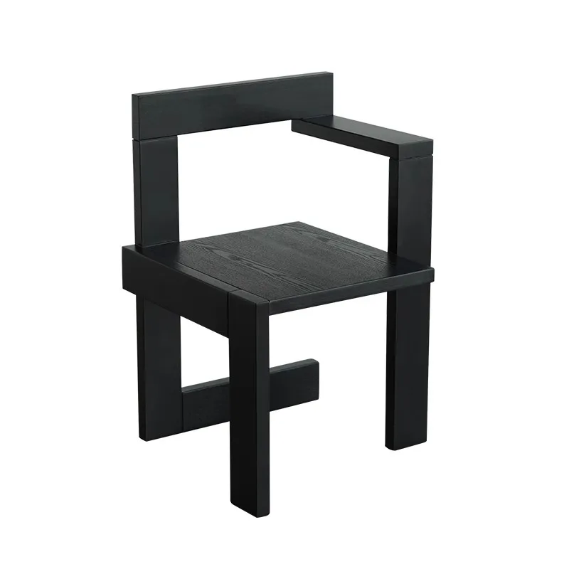 

Nordic simple solid wood dining chair, designer creative single armrest art leisure chair