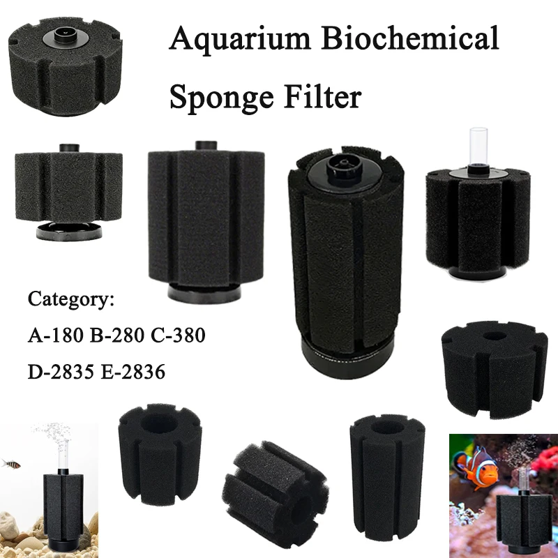 Filtro de esponja negro, esponja de filtro de acuario para tanque de peces, bomba de aire, espumadera, filtro de esponja bioquímica, filtro Bio de acuario