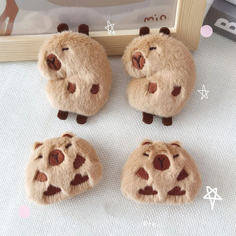 Cute Capybara Animal Plush Doll Brooch Fluffy Soft Stuffed Clothes Badge Pins Backpacks Decoration Accessories