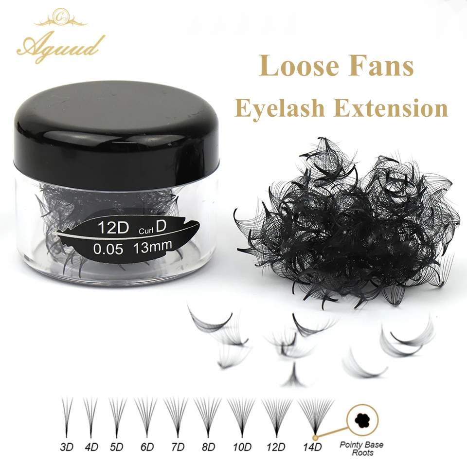 

AGUUD Loose Fans Sharp Narrow Stem Premade Volume Fans Lashes Thin Pointy Base Russian Premade Volume Fans Lash Extension Cilios