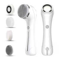Face Scrubber Sonic Facial Cleansing Brush with 5 Interchangeable Brush Head IPX7 Waterproof Wireless Rechargeable for Massaging