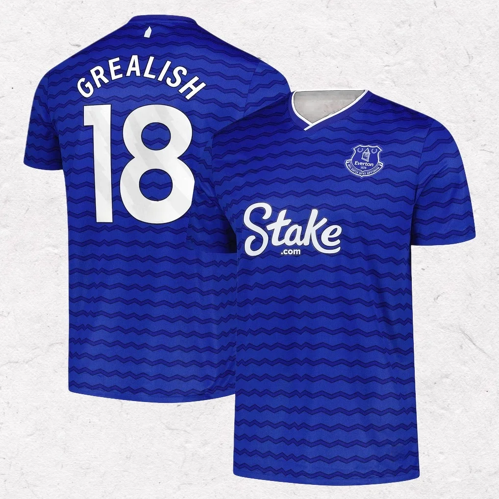 24 25 قمصان كرة القدم Everton Home Away أزياء كرة قدم للأطفال 2024 تي شيرت رياضي لكرة القدم، قميص سريع الجفاف وجيد التهوية