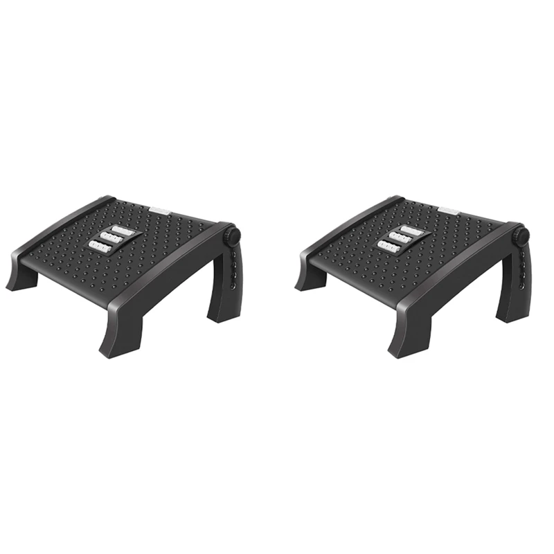 

2X Adjustable Footrest, Desk Footrest With Massage Function, Non-Slip Foot Stools Great For Home & Office Accessories