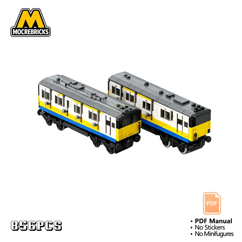 MOC Vintage 2 Carriage DEMU Commuter Train Building Blocks Intercity Passenger Locomotive Coach Model Track Toy Adult Gift