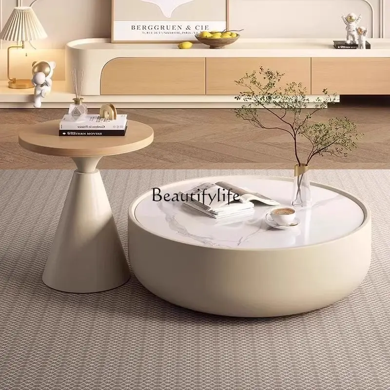Combinaison de table basse ronde, taille vent crème, nordique, moderne, simple, mode