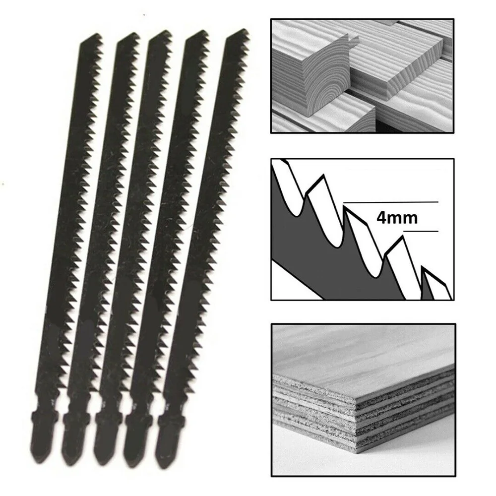 6pcs Saw blade Jig Saw Set Steel T744D With T-axis 1.2mm Thickness 180mm Black Extra Length For Wood Brand new