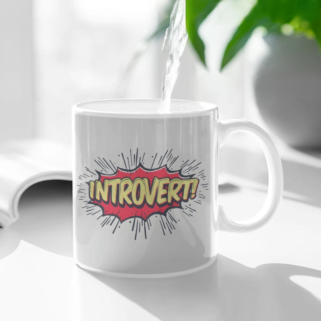 

Introvert! Ceramic Cup Coffee Oatmeal Breakfast Cup Creative Personality Mug