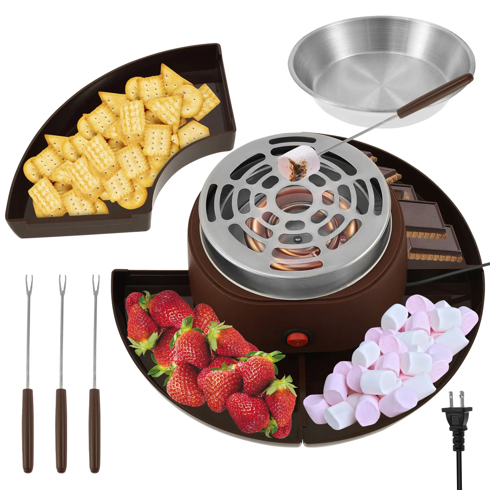 

Electric Smores Maker Safe Flameless Electric Marshmallow Roaster Party Camping Chocolate Fondue Pot Romantic Dates Supplies