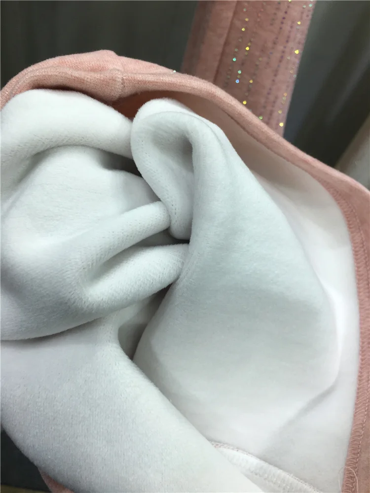 Fleece-Lined Thickened Straight-Leg Pants for Women Rhinestones Versatile Pants with Elastic Waist for Autumn and Winter