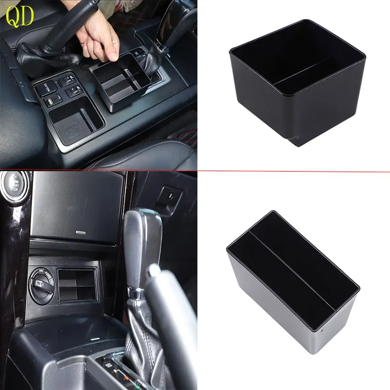 For Toyota Land Cruiser Prado 150 2010-2017 ABS Black Car Gear Handle Rear Storage Box Key Box Interior Accessories