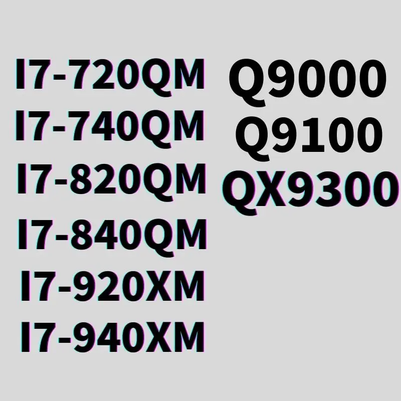 /I7-720QM/740QM/820QM/840QM/920XM/940XM/Q9000/9100/X9300