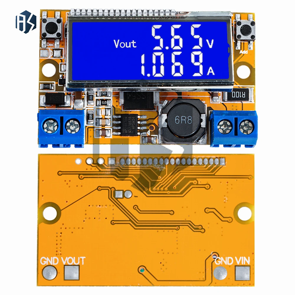 1 peça display duplo dc 5-23v a 0-16.5v 3a max step down fonte de alimentação conversor buck ajustável lcd regulador de tensão step-down