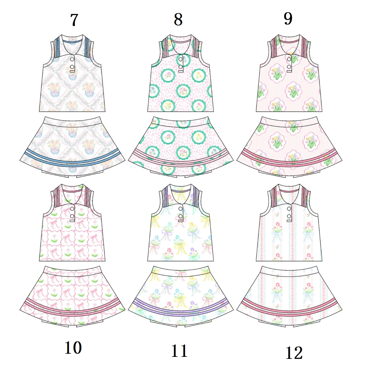 

Kids Girls Clothing Sleeveless Lapel Top Miniskirt Lined Shorts Flowers and Bows Girls Set Girls Clothes Wholesale Customization