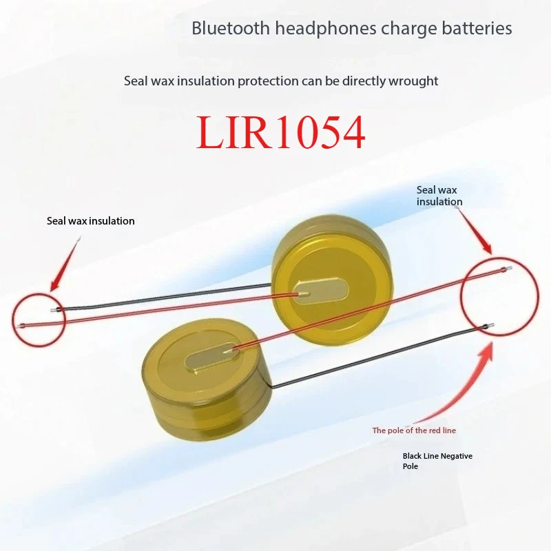 

LIR1054 45mAh 3.6V rechargeable button battery for TWS Bluetooth headset smart wear