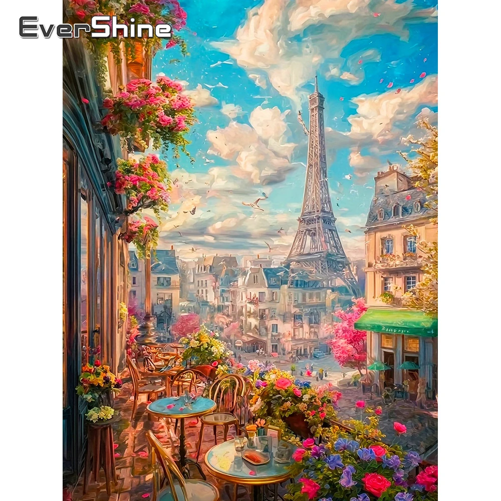 Evershine Diamant-Mosaik Landschaft Vollflächige Quadratische Stickerei Turm-Strass-Gemälde Blumenhaus Neuerscheinung Wandkunst