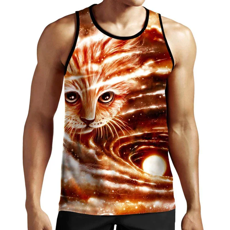 Sky Cat Tank Tops Men Women 3d Printed Cute Lightning Cat Vest Tops Girl Y2k Tops Graphs T-shirts Kid Gym Hawaii Beach Tank Top