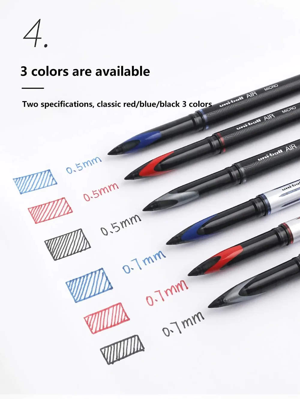 3/6 Stück Japan Uniball Gelstift AIR Straight Liquid Signature Pen UBA-188 Schwarz Technologie 0,5/0,7 mm Kostenloses Schreiben Schulbedarf – Detail 5