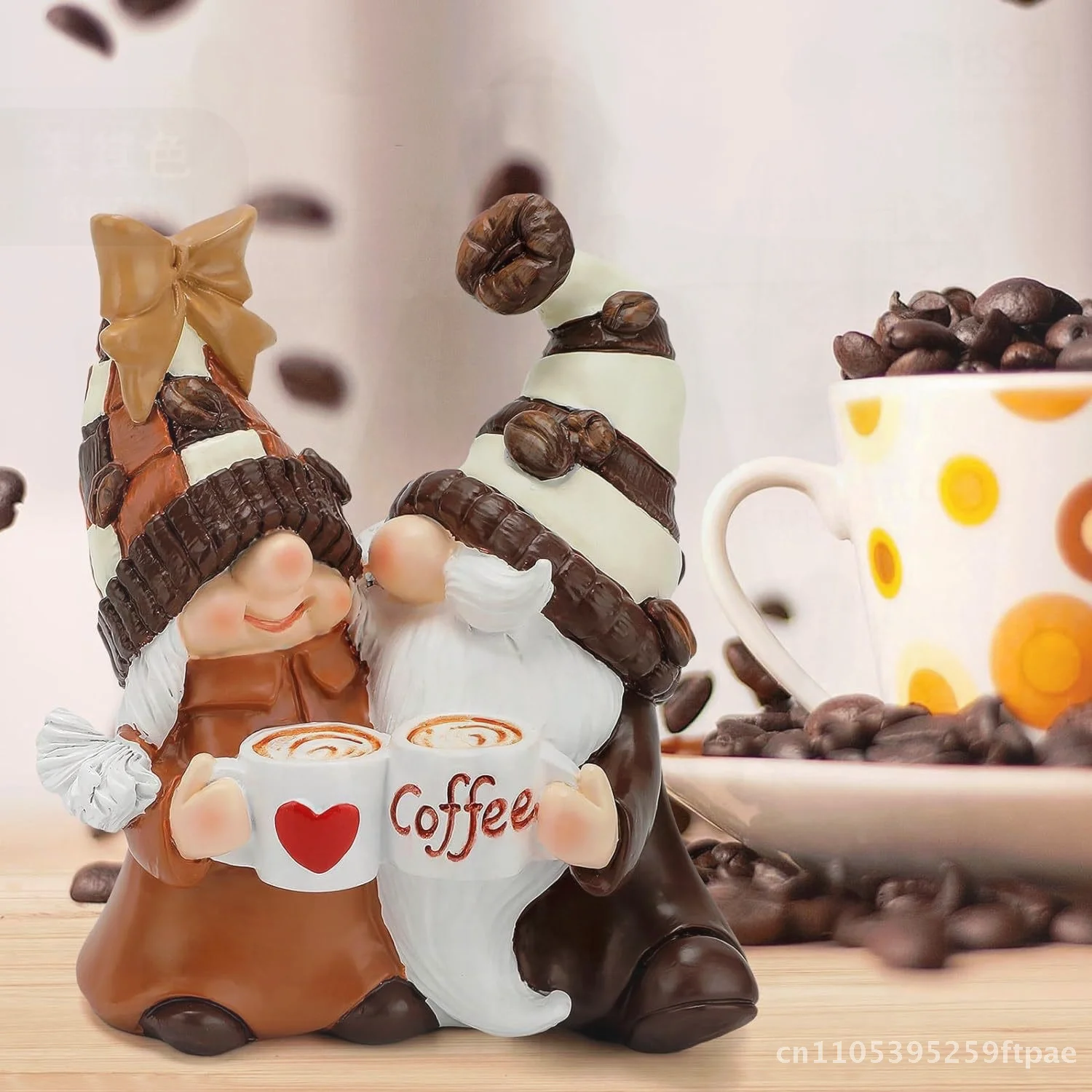 Valentine's Day Double Gnome Resin Crafts Ornaments Dark & White Coffee Gnome Home Decorations Cartoon Style Desktop Creative