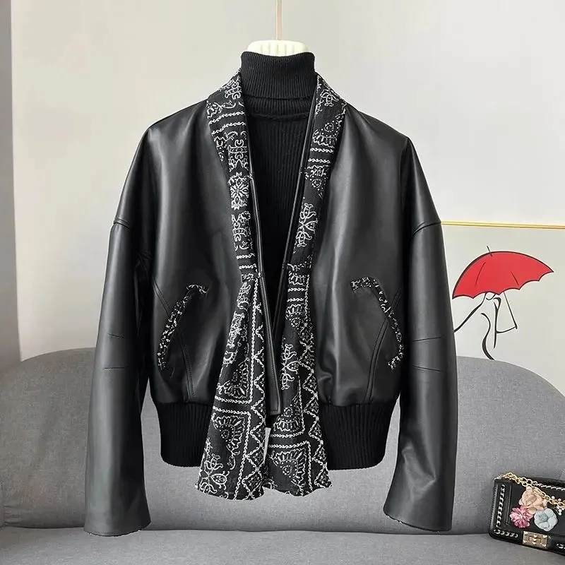 

Женская кожаная куртка, высококачественное кожаное пальто, женская весенне-осенняя новая короткая повседневная модная свободная куртка-кардиган с джокером, топ