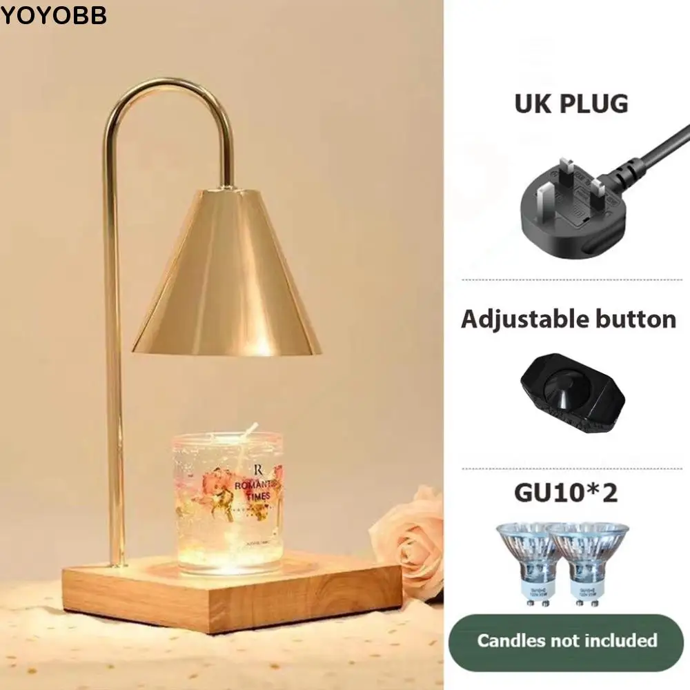 Аромадиффузор, лампа для подогрева свечей, настольная лампа, нагревательная лампа для ароматерапевтической свечи, вилка европейского стандарта, основание из цельного дерева, лампа для плавления воска