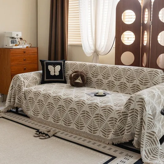 Retro French Style Light Luxury Universal Sofa Cover Non-Slip All-Season High-Quality Fabric Slipcover Anti-Cat for Home Decor
