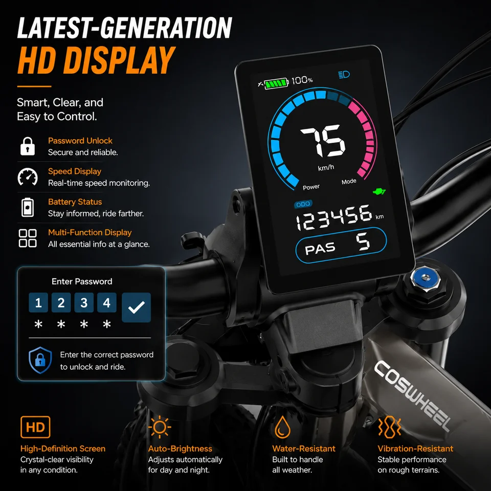 COSWHEEL R19 Electric Dirt Bike 9000W High Power E Bike Electric Motorcycle Fatbike 72V 40Ah Bicycles 96km/h Scooters For Adults image 5