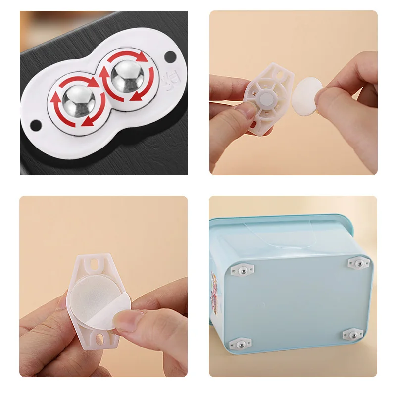 4 個の自己粘着キャスターホイールキャスターホイール 360 度回転ペーストスイベルホイール粘着プーリーペースト移動ローラーキット