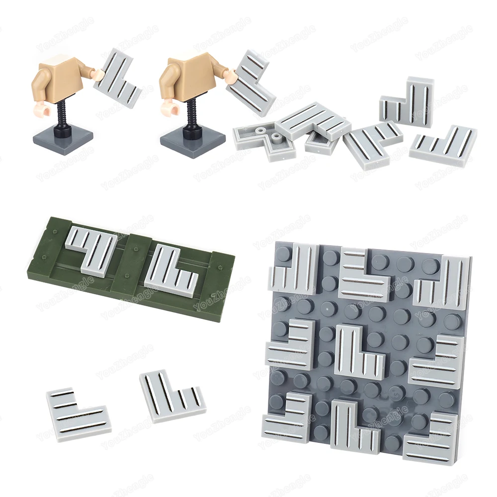 Bloc de construction à motif d'armure en fer imprimé, 2x2, minuscule brique d'angle, figurines MOC, équipement militaire, accessoires, modèle cadeau, jouets, 14719