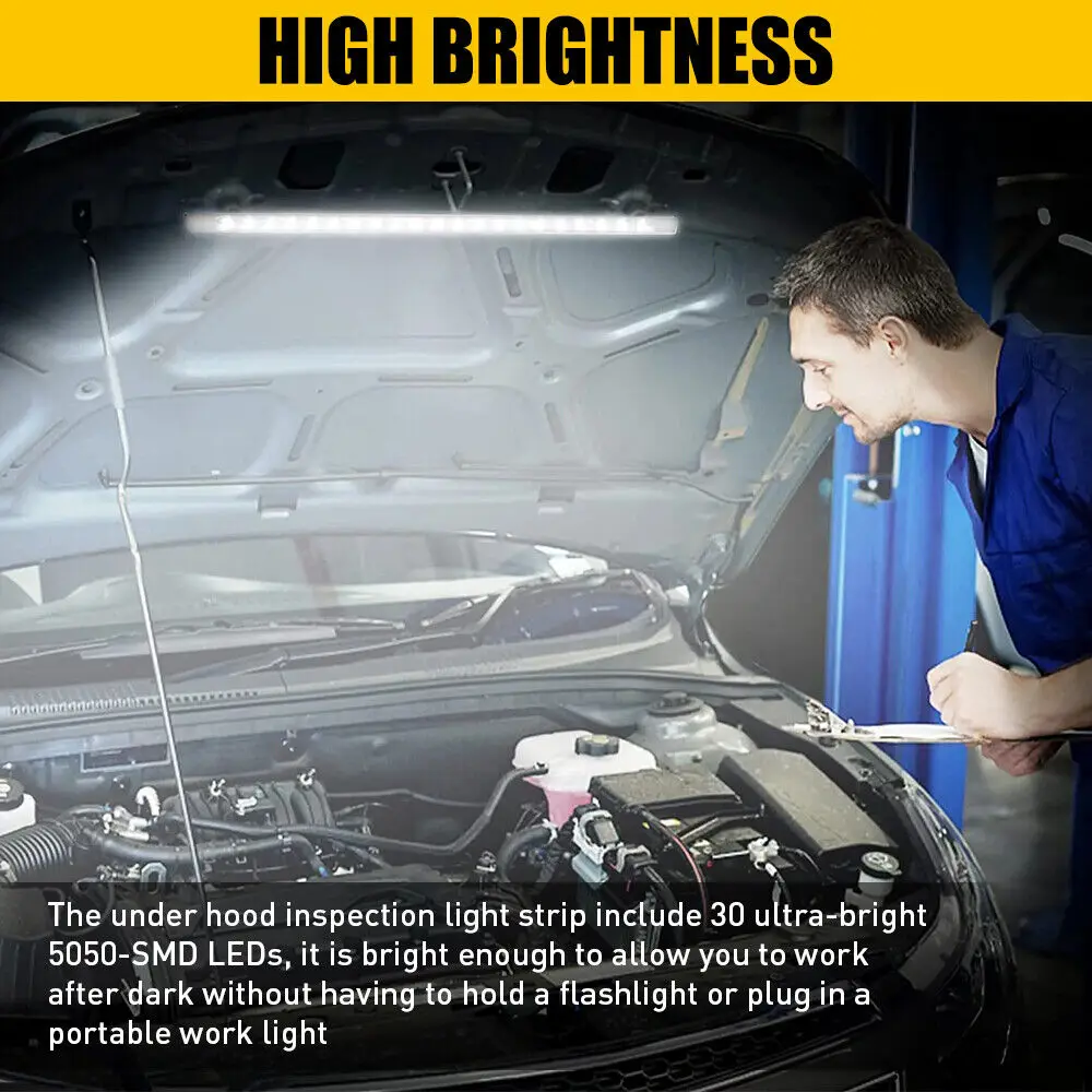 Progessional Car Under Hood Engine Repair White LED Light Bar with Switch Control Universal Maintenance Lamp Lighting