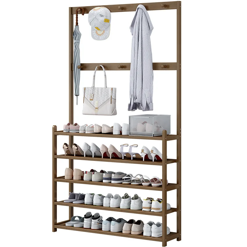 Hallway Shoe Rack Simple Door Household Hangers Indoor Beautiful Dormitory Storage Multi-Layer Dustproof Floor Coat Rack