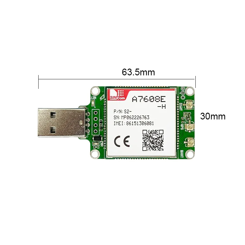 โมดูล SIMcom A7608E-H USB Dongle 4G LTE CAT4 รองรับข้อมูล/เสียง/GNSS ชุดบอร์ดแยกส่วนเสริมพร้อมเสาอากาศ FPC+GPS