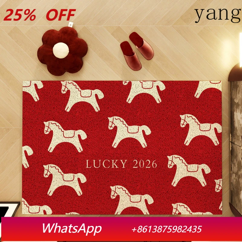 

Красный придверный коврик LTT Year of the Horse для входной двери, износостойкий, для удаления пыли, коврик для ног, ковер для входной двери